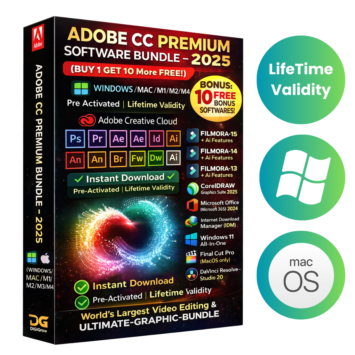 ADOBE CC PREMIUM SOFTWARE BUNDLE - 2025 (BUY 1 GET 10 More FREE!)